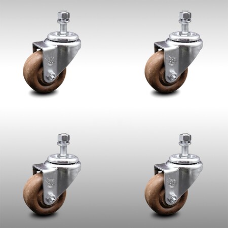 Service Caster 3 Inch SS High Temp Glass Filled Nylon Swivel 1/2 Inch Threaded Stem Caster Set SCC-SSTS20S314-GFNSHT-121315-4